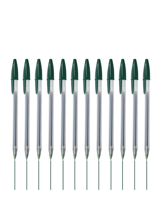 Green Ballpoint Pens Bulk - 12 Pack Smooth Writing Pens with Translucent Barrel, Bold Point Vivid Ink Pens for Office, School & Home, Ideal for Teachers, Students & Daily Use - Image 1