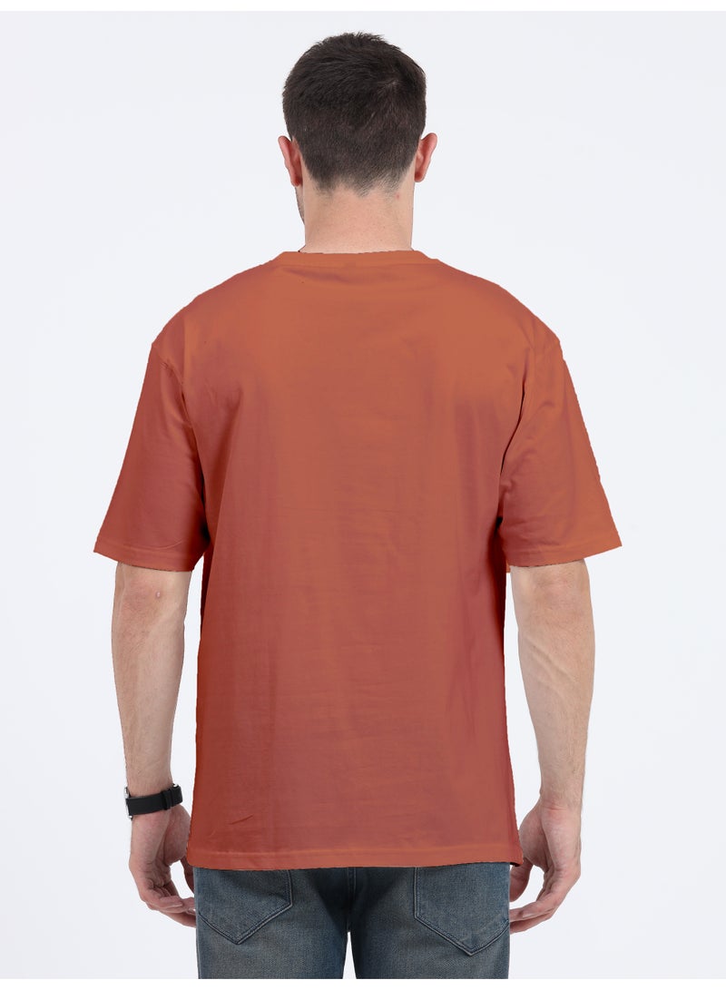 RSO Outfits Unisex Drop Shoulder Half Sleeves Cotton Oversized T-Shirt -Coral - Image 4