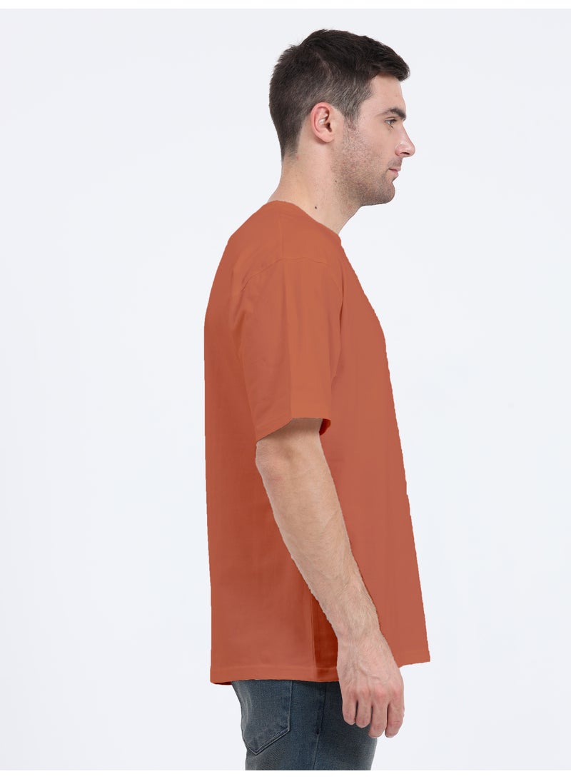 RSO Outfits Unisex Drop Shoulder Half Sleeves Cotton Oversized T-Shirt -Coral - Image 3