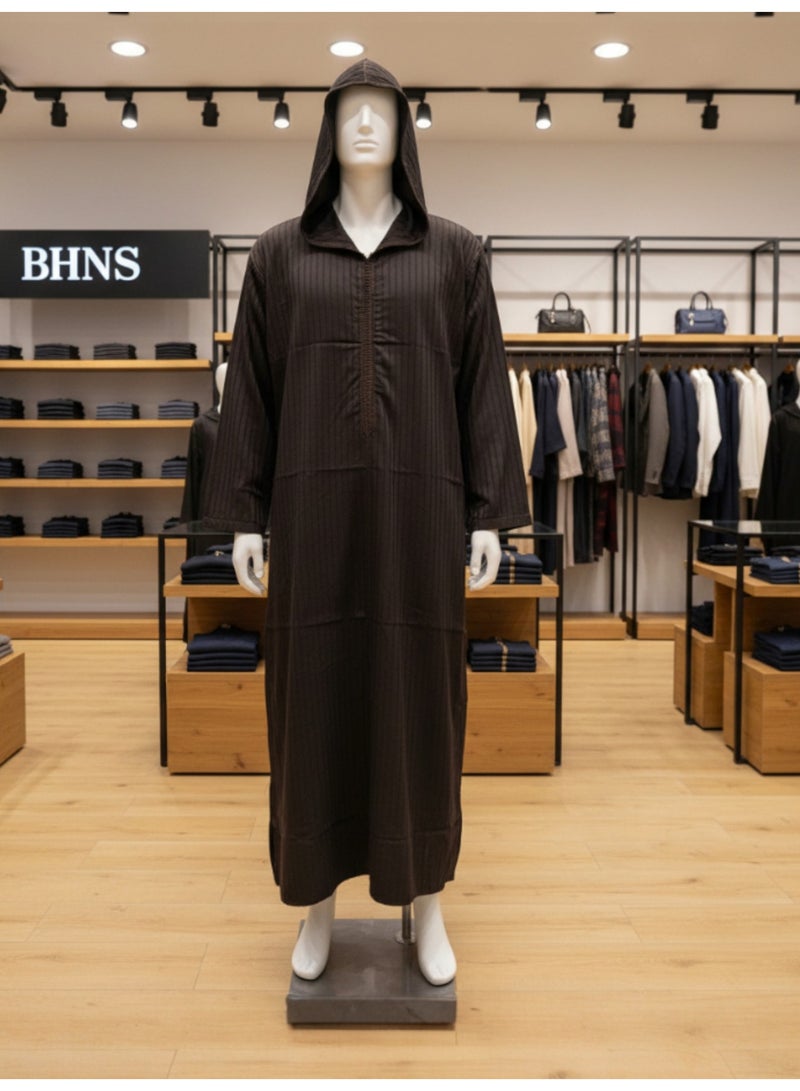 قميص رجالي ، ثوب نوم ، ثوب مغربي ، راحة مناسب هدايا رجالية فاخرة ثوب بيت رجالي للراحة قميص مغربي بكم طويل ، قميص صيفي رجالي اكمام طويلة ، قميص كم طويل ، ثوب سبعة رجالي بأكمام طويلة مع قبعة مريحة هدايا للرجال - Image 3