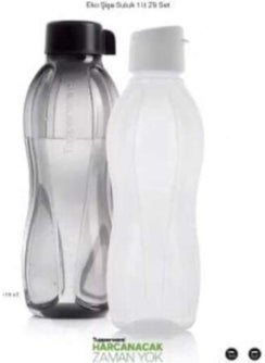 Tupperware Eco Bottle 1 Lt Black White Set of 2  - Image 2