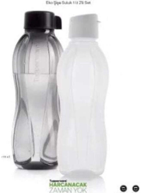 Tupperware Eco Bottle 1 Lt Black White Set of 2  - Image 2
