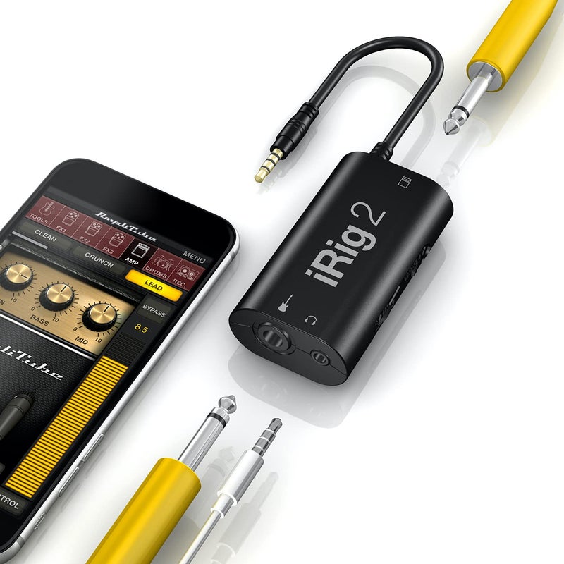 IK Multimedia واجهة صوتية محمولة لجيتار IK Multimedia iRig 2، محول صوت خفيف الوزن لجهاز iPhone و iPad مع مدخل آلة ومخارج سماعة/مضخم صوت - Image 4