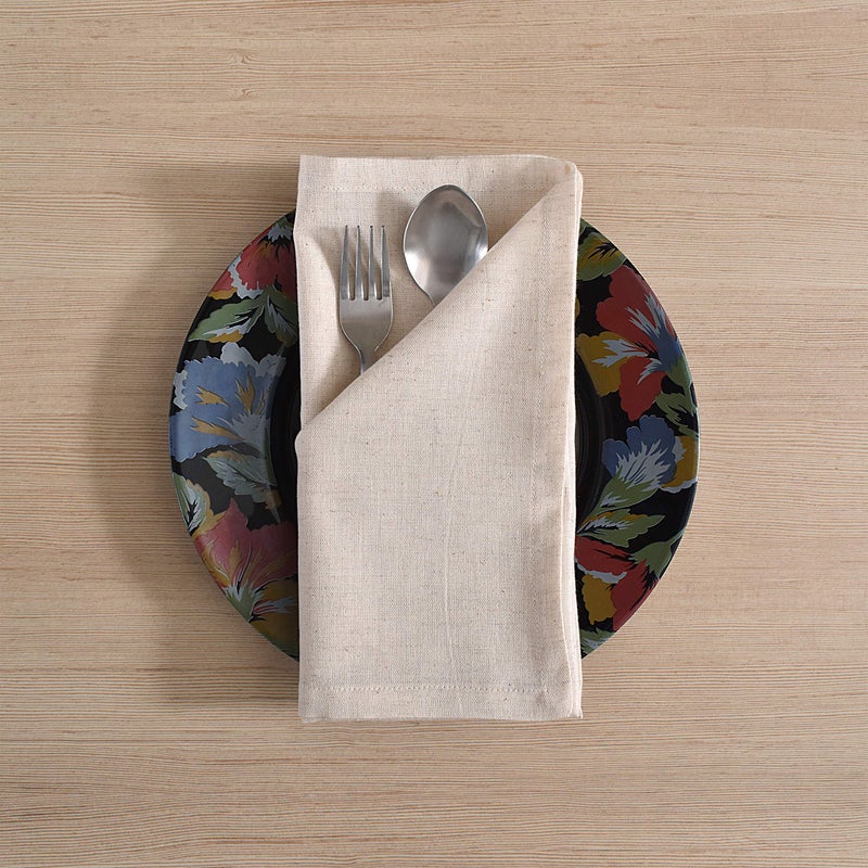 FINGERCRAFT Dinner Cloth Napkins, Cotton Linen Blend 12 Pack Natural Premium Quality, Mitered Corners for Every Day Use Napkins are Pre Shrunk and Good Absorbency Christmas Cloth Napkins Ivory - Image 2