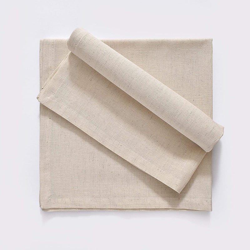 FINGERCRAFT Dinner Cloth Napkins, Cotton Linen Blend 12 Pack Natural Premium Quality, Mitered Corners for Every Day Use Napkins are Pre Shrunk and Good Absorbency Christmas Cloth Napkins Ivory - Image 3