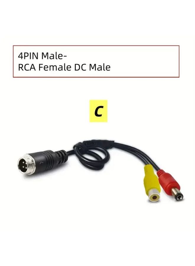 4 دبوس ذكر إلى أنثى RCA ومحول طيران ذكر تيار مستمر كابل لكرسي كاميرا السيارة الخلفية - Image 1
