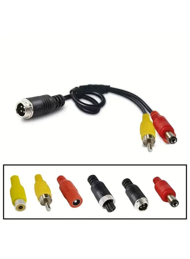 4 دبوس ذكر إلى أنثى RCA ومحول طيران ذكر تيار مستمر كابل لكرسي كاميرا السيارة الخلفية - Image 4