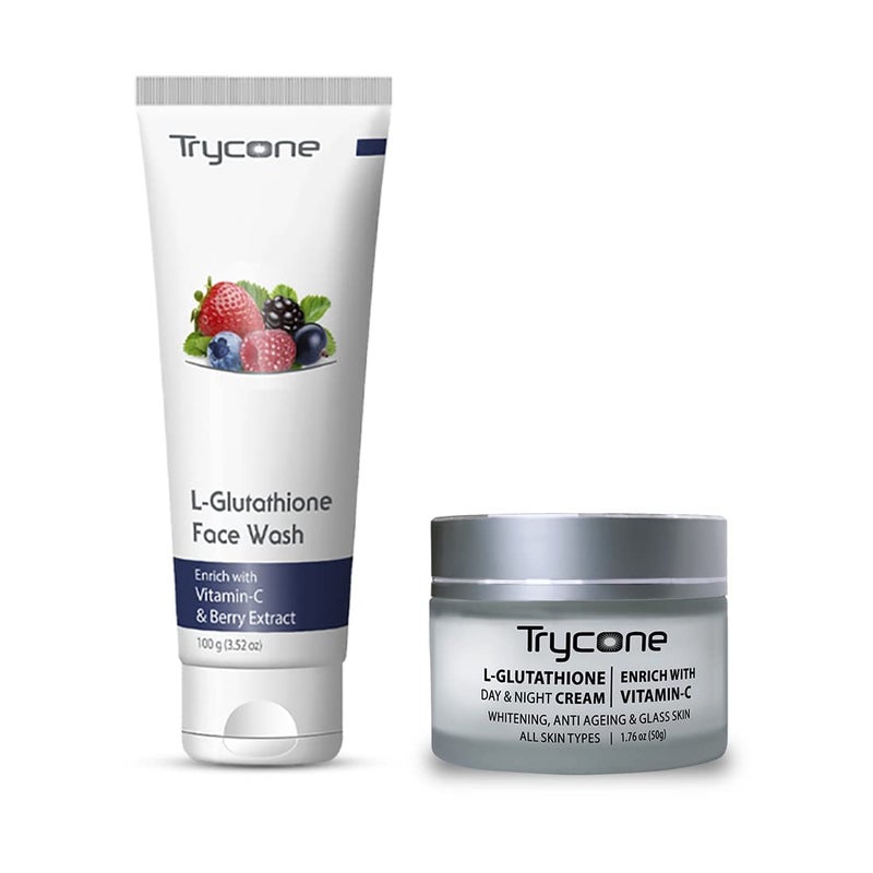 TRYCONE LGLutathione Vitamin C Face wash Cream combo for Dull Dry Skin Pack of 2 Products - Image 1