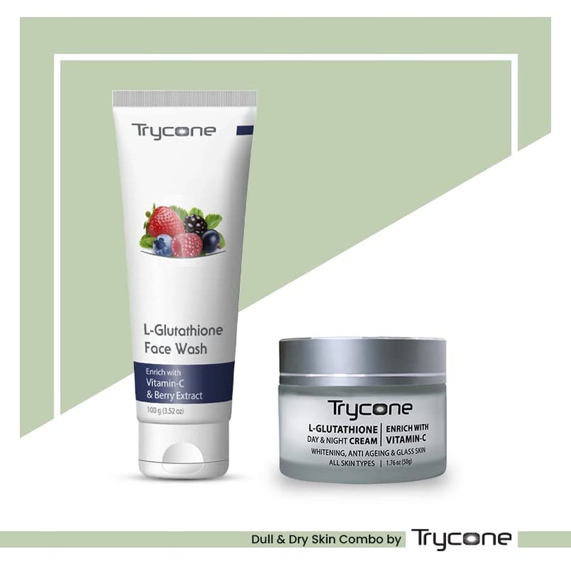 TRYCONE LGLutathione Vitamin C Face wash Cream combo for Dull Dry Skin Pack of 2 Products - Image 2