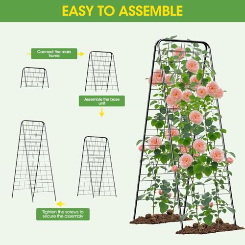 MQHUAYU Heavy Duty Cucumber Trellis，50"x17" Adjustable A-Frame Trellis for Climbing Plants，100%Metal Mesh Design,Rust-Proof and UV-Resistant，Garden Trellis for Cucumber Beans and Vine Type Plants.Black &1Pcs - Image 2