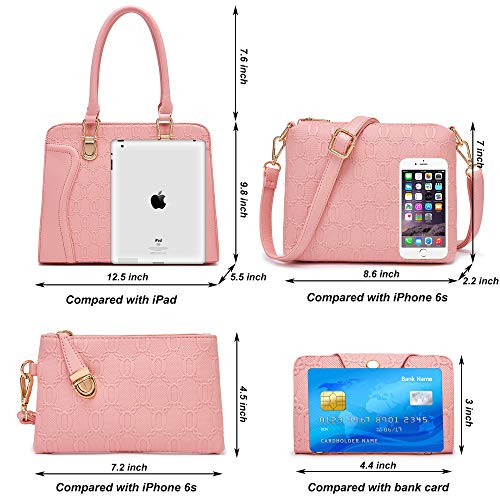 Soperwillton Women's Fashion Handbags Tote Bags Shoulder Bag Top Handle Satchel Purse Set 4pcs - Image 3