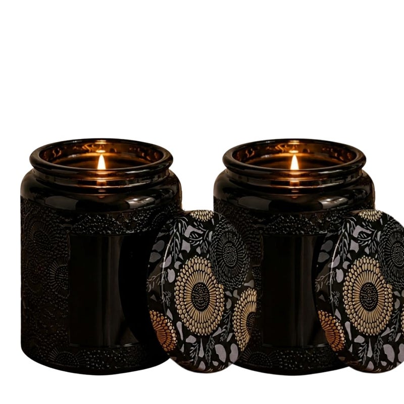 Set of 2 Luxury Matte Glass Candle Jars with Metal Lids, 100g Empty Cosmetic Storage Container 7 * 6cm, Decorative Textured Jar for Candle Making, DIY Crafts & Creams - Image 1