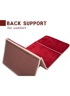 Plynox Simply Muslim Prayer Rug - Foldable Travel Prayer Mat with Back Rest Seat Chair & Carrying Pocket - Luxury Prayer Mat Cushioned & Padded Prayer Rug for Salah - Great Ramadan Or Eid Gift (Red)  - Image 3