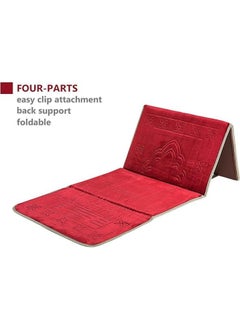 Plynox Simply Muslim Prayer Rug - Foldable Travel Prayer Mat with Back Rest Seat Chair & Carrying Pocket - Luxury Prayer Mat Cushioned & Padded Prayer Rug for Salah - Great Ramadan Or Eid Gift (Red)  - Image 4