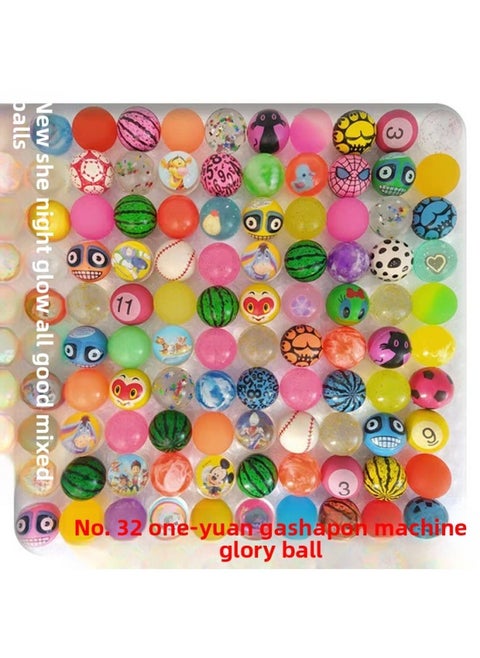 Yellow Mickey Bouncing Ball No. 32 Mixed Jumping Ball Gashapon Machine Bouncing Ball Toy Ball Paper Card Rubber Pinball-Color:All Good With Luminous Elastic Ball-Diameter:No. 32 100