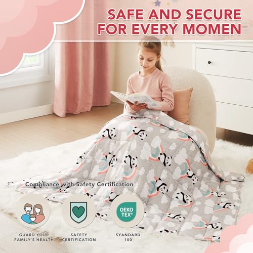 CuteKing Weighted Blanket (7lbs, 40"x 60", HappyPanda) Heavy Blanket for 60-80lbs, Weighted Blanket for Cooling & Heating with Premium Glass Beads, Thick Blanket All-Season - Image 2