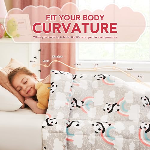CuteKing Weighted Blanket (7lbs, 40"x 60", HappyPanda) Heavy Blanket for 60-80lbs, Weighted Blanket for Cooling & Heating with Premium Glass Beads, Thick Blanket All-Season - Image 3