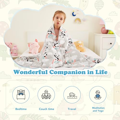 CuteKing Weighted Blanket (7lbs, 40"x 60", HappyPanda) Heavy Blanket for 60-80lbs, Weighted Blanket for Cooling & Heating with Premium Glass Beads, Thick Blanket All-Season - Image 4