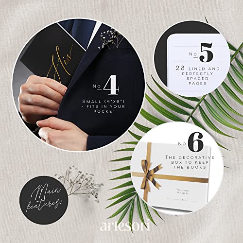 ARTESORI Premium Wedding Vow Book for Her & Him, Soft Touch, Gold Foil, 28 Lined Pages, Wedding Vow Books His and Hers, Wedding Essentials, Wedding Registry Ideas, His and Hers Gifts [Ivory & Navy] - Image 5