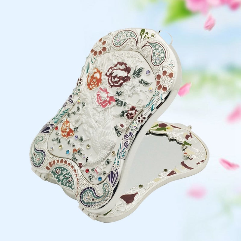 Crystal Vintage Purse Folding Women's Makeup Mirror Antique Pocket Mirror - Image 1