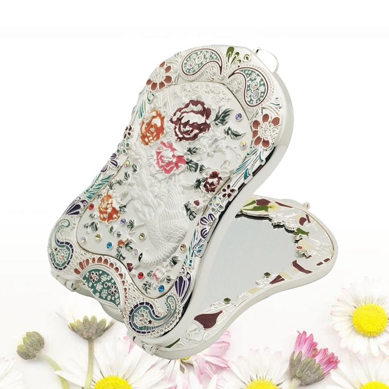 Crystal Vintage Purse Folding Women's Makeup Mirror Antique Pocket Mirror - Image 5