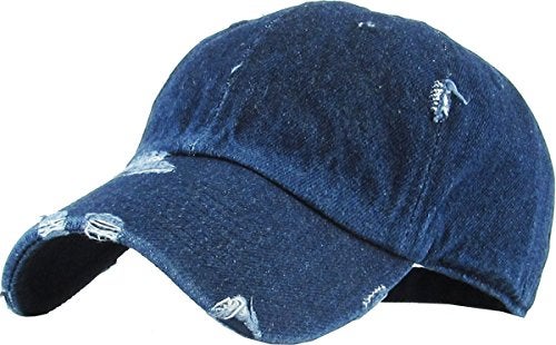 KBETHOS KBE-VINTAGE DDM Washed Cotton Baseball Cap, Dark Denim - Image 1
