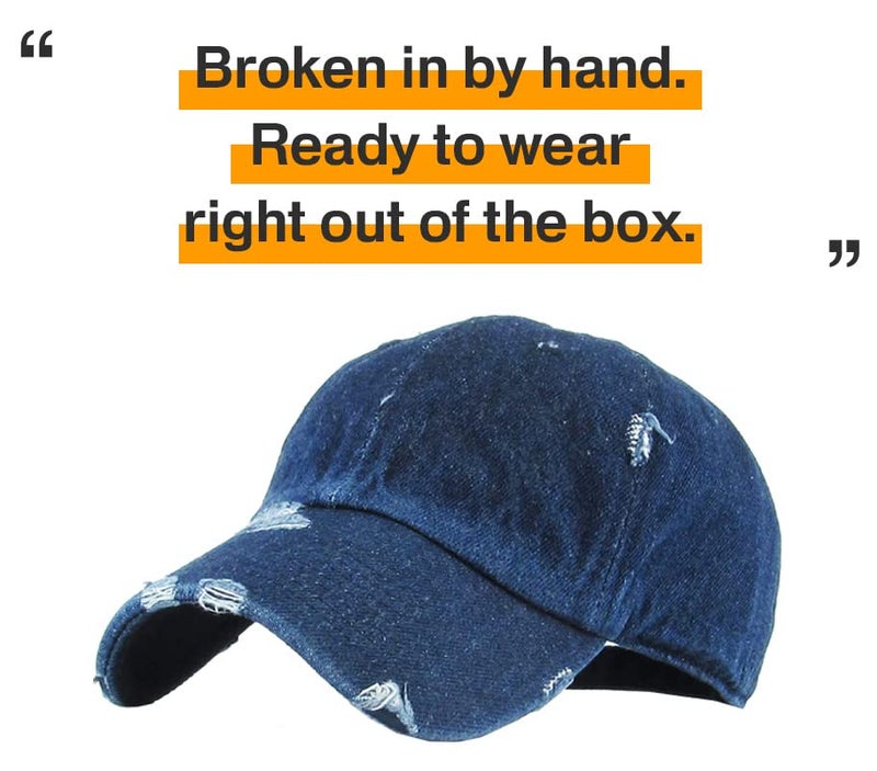 KBETHOS KBE-VINTAGE DDM Washed Cotton Baseball Cap, Dark Denim - Image 4