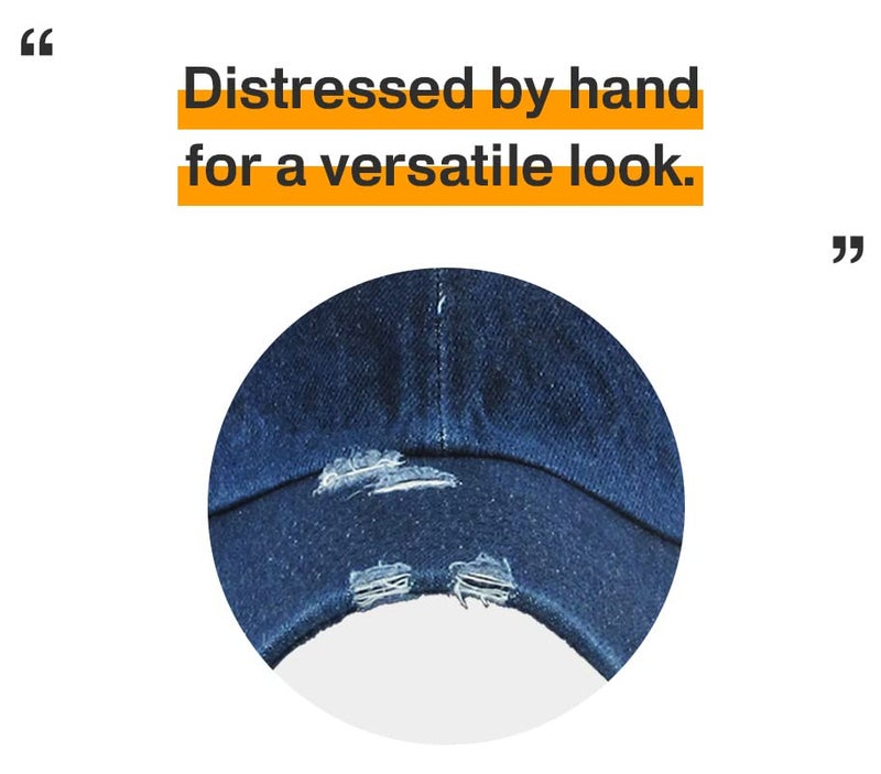 KBETHOS KBE-VINTAGE DDM Washed Cotton Baseball Cap, Dark Denim - Image 5