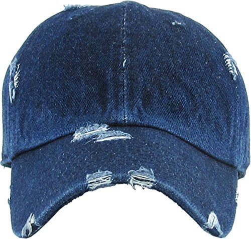 KBETHOS KBE-VINTAGE DDM Washed Cotton Baseball Cap, Dark Denim - Image 2