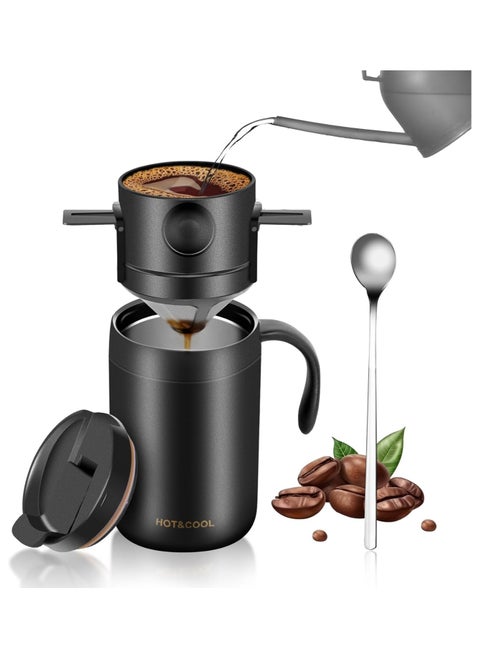 16oz Camping Coffee Maker Pour Over Coffee Maker Set，Camp Pour Over Set，Portable Coffee Kit for Travel, Camping, Offices, Backpacking