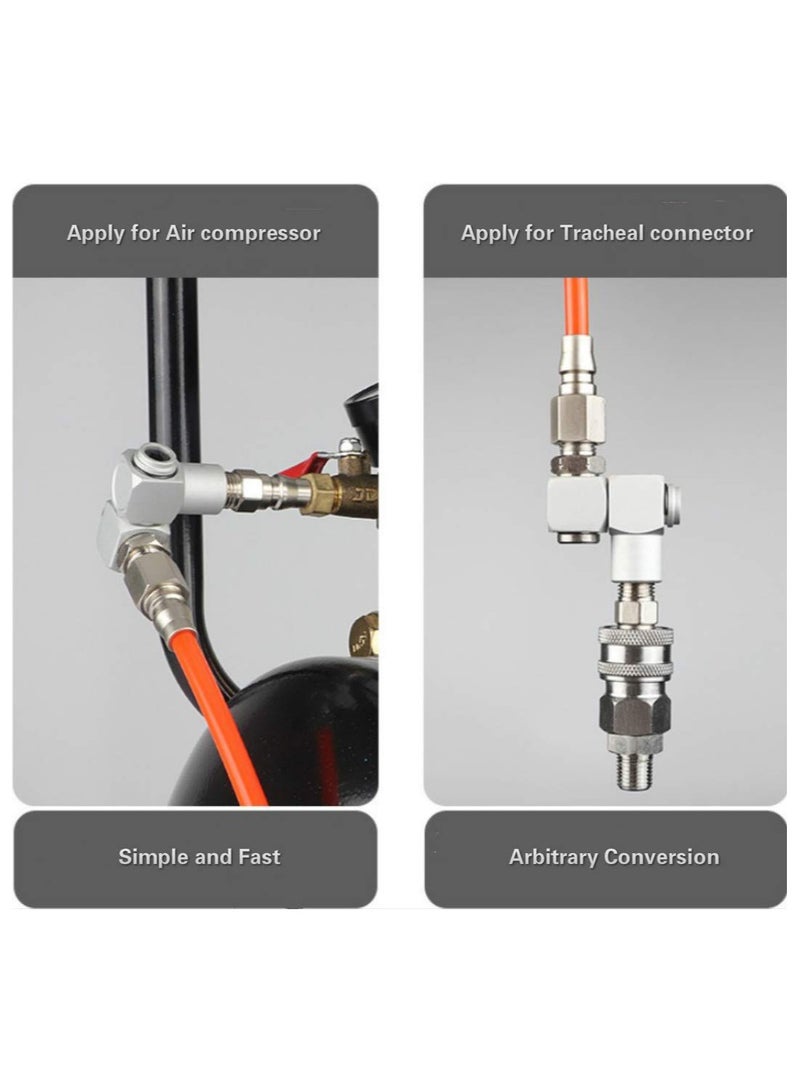 4Pcs 360° Swivel Air Tool Hose Connector, 1/4'' Inch Universal Air Adapter Fittings for Air Tools, Swivel Air Hose Connector and Tool Adapter Set  - Image 5