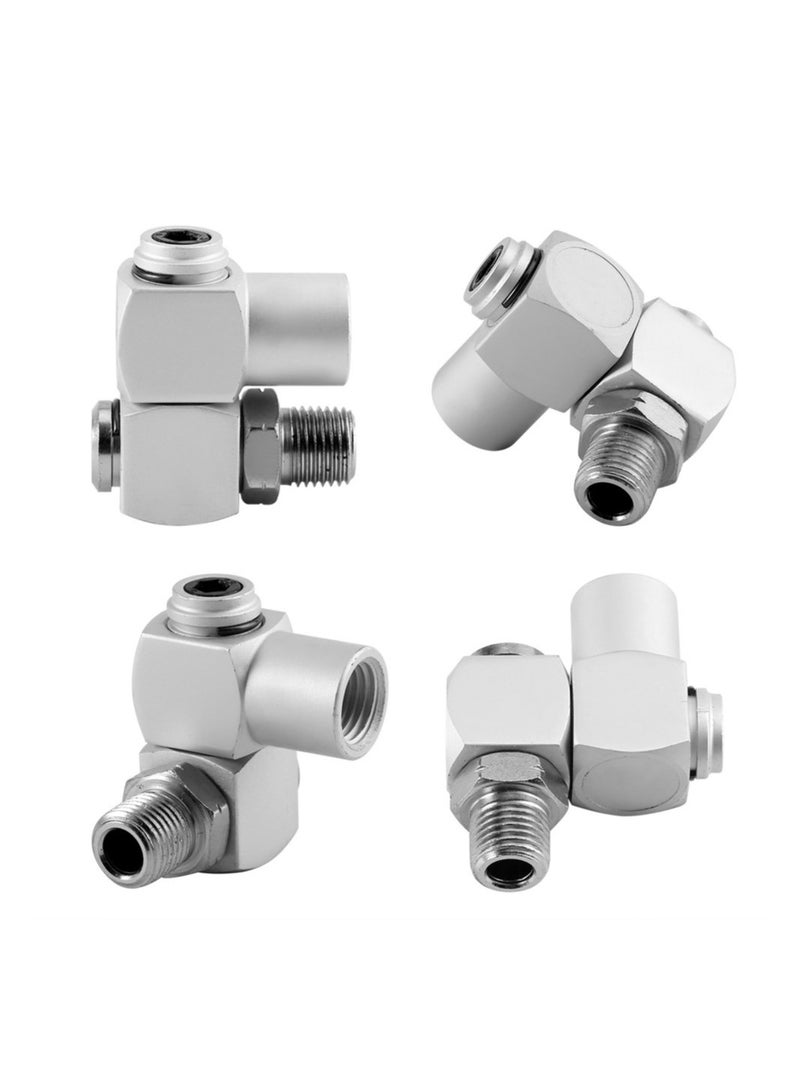 4Pcs 360° Swivel Air Tool Hose Connector, 1/4'' Inch Universal Air Adapter Fittings for Air Tools, Swivel Air Hose Connector and Tool Adapter Set  - Image 2