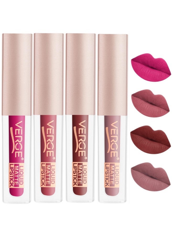 VERGE LIP SHOTS LONG WEAR NON TRANSFER WATERPROOF LIQUID LIPCOLOR WITH MATTE FINSH (PACK OF 4) Must Have - Image 1