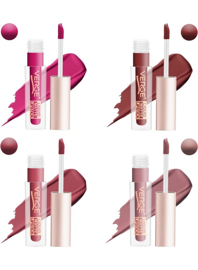 VERGE LIP SHOTS LONG WEAR NON TRANSFER WATERPROOF LIQUID LIPCOLOR WITH MATTE FINSH (PACK OF 4) Must Have - Image 2