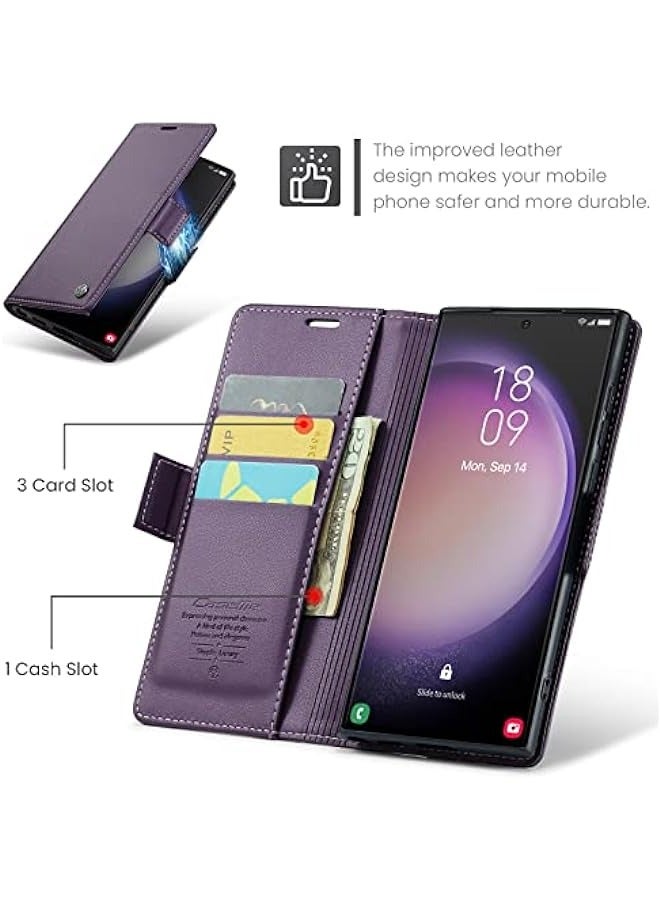 حافظة جلدية فاخرة لهاتف Samsung Galaxy S24 Ultra باللون البنفسجي - Image 2