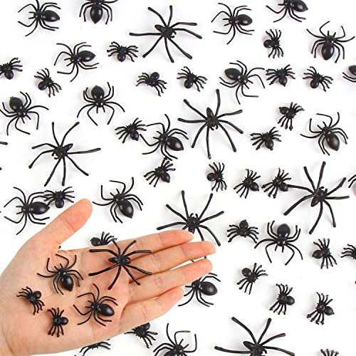 CCINEE 200 pcs Mini Realistic Spiders Black Small Spiders Fake Plastic Prank Prop Joke Toys for Home Decoration Halloween Party Favors Supply 3 Sizes - Image 1