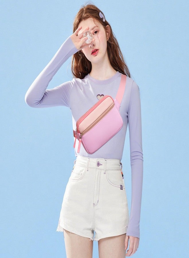 Cotmcor Valentines Day Gifts for Kids: Fanny Pack Birthday Gift for 5 6 7 8 9 10 11 12 Year Old Teen Girls, Preppy Cute Trendy Stuff Colorblock Crossbody Bag Adjustable Belt Bags for Travel Outdoor - Image 2