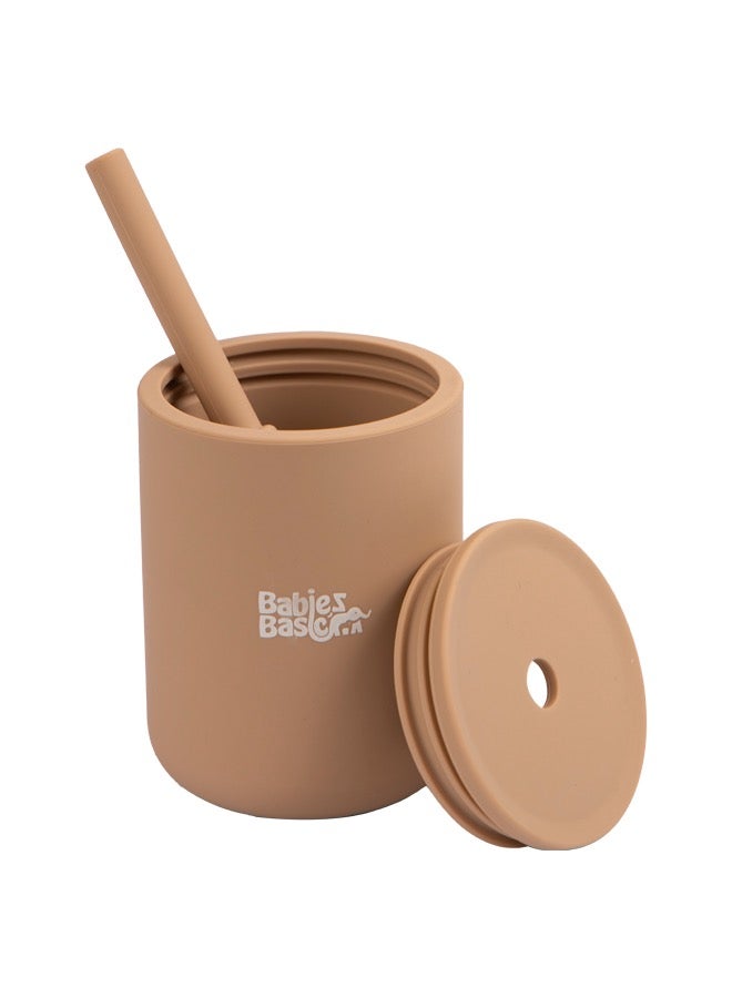 بابيز_بيسك كوب سيليكون للأطفال من المرحلة الثالثة مع شفاطة - لون وردي خفيف - Image 5