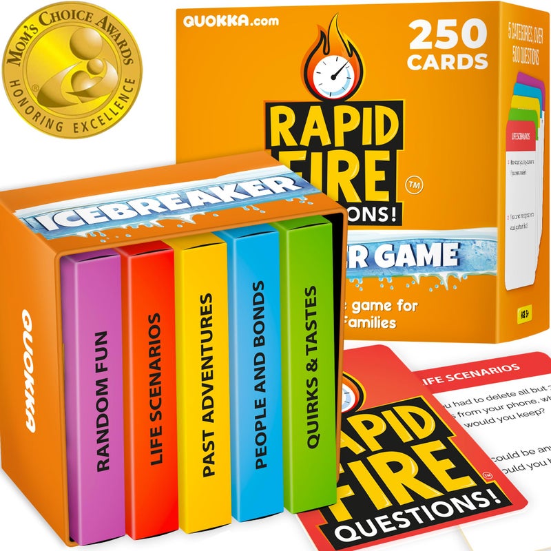 QUOKKA Icebreaker Cards with 500 Questions Adults Kids Family Conversation Cards Game Break The Ice Family Game for Kids 812 Perfect for Family or Adults Game Night I Premium Version - Image 3