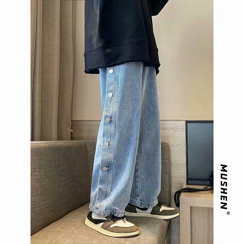 Unisex Classic Denim Jeans Loose Fit Daily Outdoor Wear - Image 2