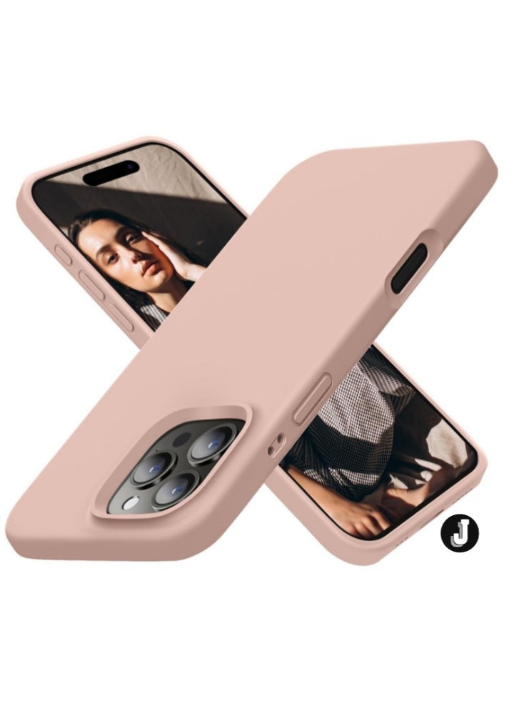 JAJEEK "Premium Soft Liquid Silicone Case for iPhone 16 Pro – Silky Soft Touch Full-Body Protective Bumper (Sandy Pink)" - Image 1