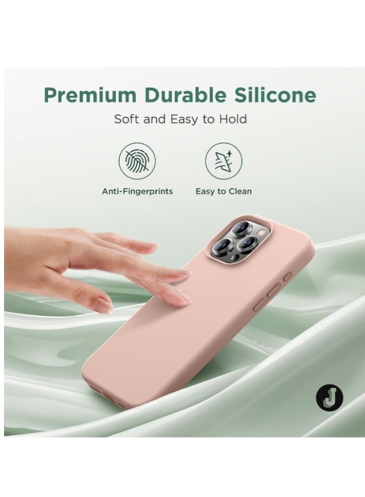 JAJEEK "Premium Soft Liquid Silicone Case for iPhone 16 Pro – Silky Soft Touch Full-Body Protective Bumper (Sandy Pink)" - Image 4