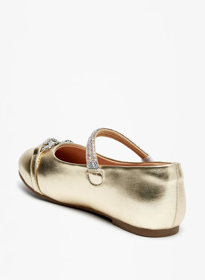 JUNIORS Girls' Round Toe Ballerinas Shoes with Hook and Loop Closure