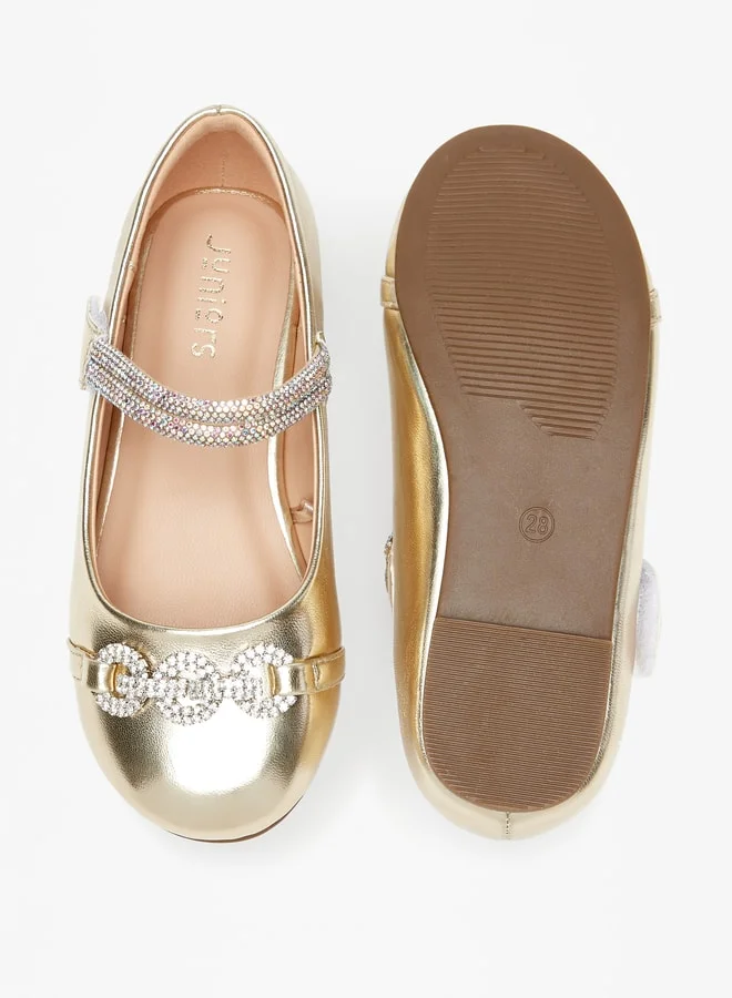 JUNIORS Girls' Round Toe Ballerinas Shoes with Hook and Loop Closure