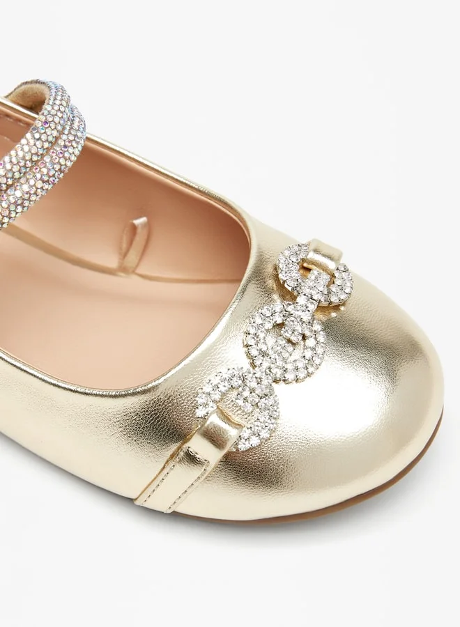JUNIORS Girls' Round Toe Ballerinas Shoes with Hook and Loop Closure