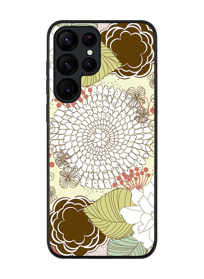 Stylizedd Rugged Black edge case for Samsung Galaxy S23 Ultra 5G Slim fit Soft Case Flexible Rubber Edges Anti Drop TPU Gel Thin Cover - Blooming Flower - Image 1