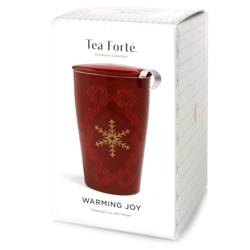 Tea Forte DoubleWalled Ceramic Kati Cup Removable Stainless Steel Infuser Basket and Lid Steeps 12 oz Loose Leaf Tea Dishwasher Microwave Safe Warming Joy - Image 3