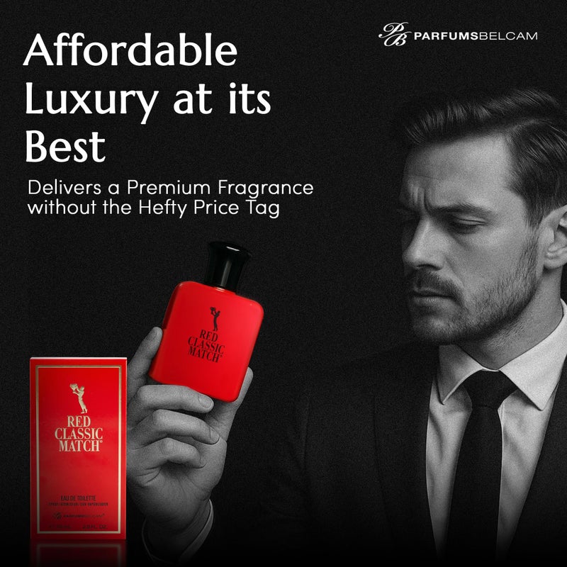 PB ParfumsBelcam عطر بي بي بارفومز بيلكام ريد كلاسيك ماتش - عطر حار خشبي عنبري للرجال، رائحة ذكورية تدوم طويلاً، بديل عطر ميسور التكلفة، عطر مميز - 2.54 أونصة سائلة - Image 5