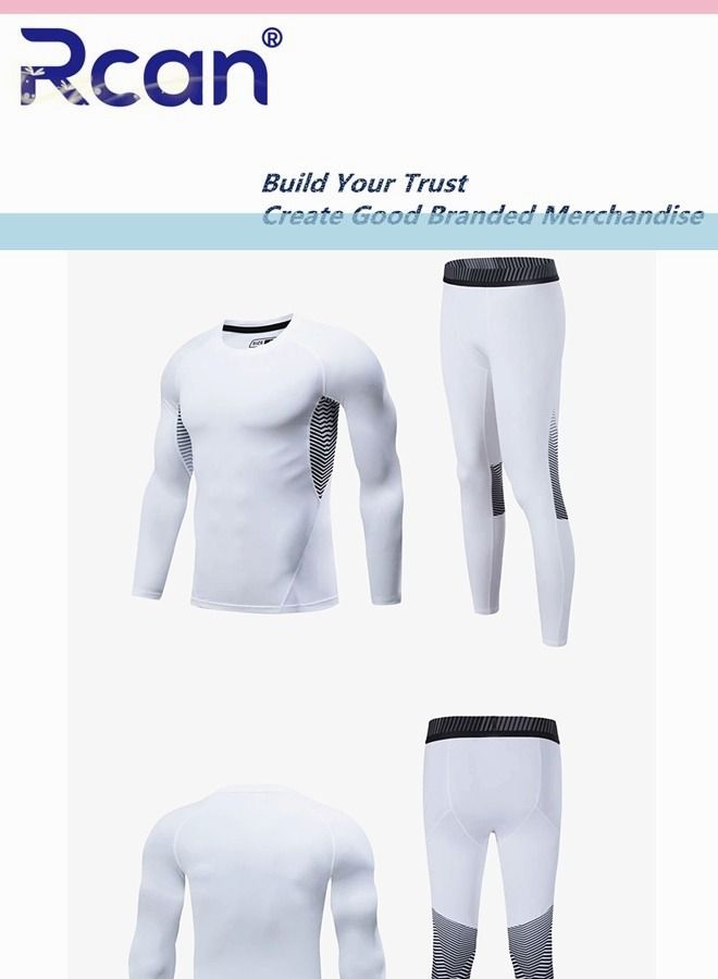 Rcan Men's Round Neck Quick Dry Thermal Underwear Set Winter Pajamas Lightweight Slim Fitting Outdoor Sport Body Sculpting Long Sleeved T-Shirt and Long Pants Basic Layer Bottoming Shirt  - Image 2