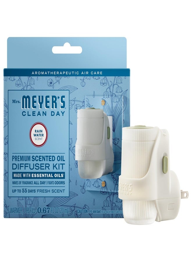 MRS. MEYER'S CLEAN DAY Premium Scented Oil Diffuser Kit, Rain Water, 1 warmer and .67 fl oz refill - Image 1